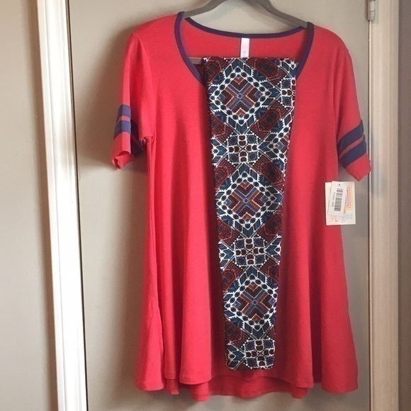 New! Lularoe Red And Blue Sporty Look Perfect Tee Six Xxs & Os Leggings